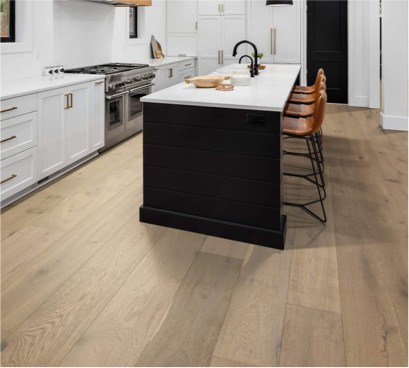 Hardwood flooring in kitchen | Lowell Carpet & Coverings